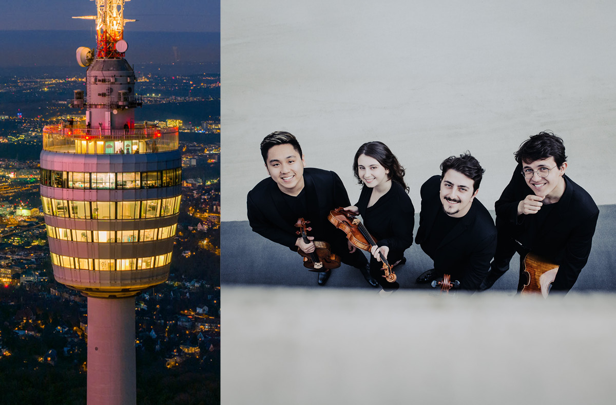 Bild vom Stuttgarter Fernsehturm sowie vom Viatores Quartett